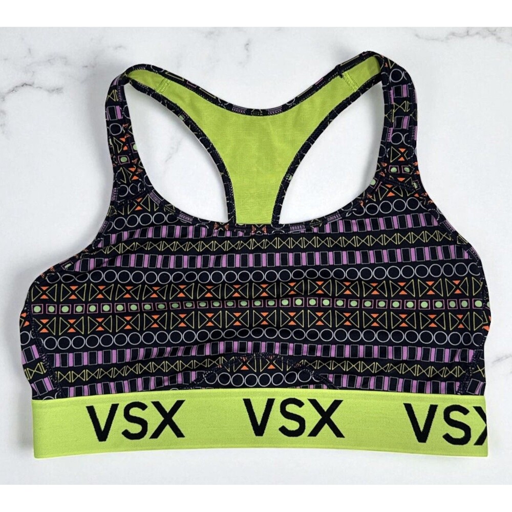 VSX Racerback Sports Bra Women's Size Large Geometric Print